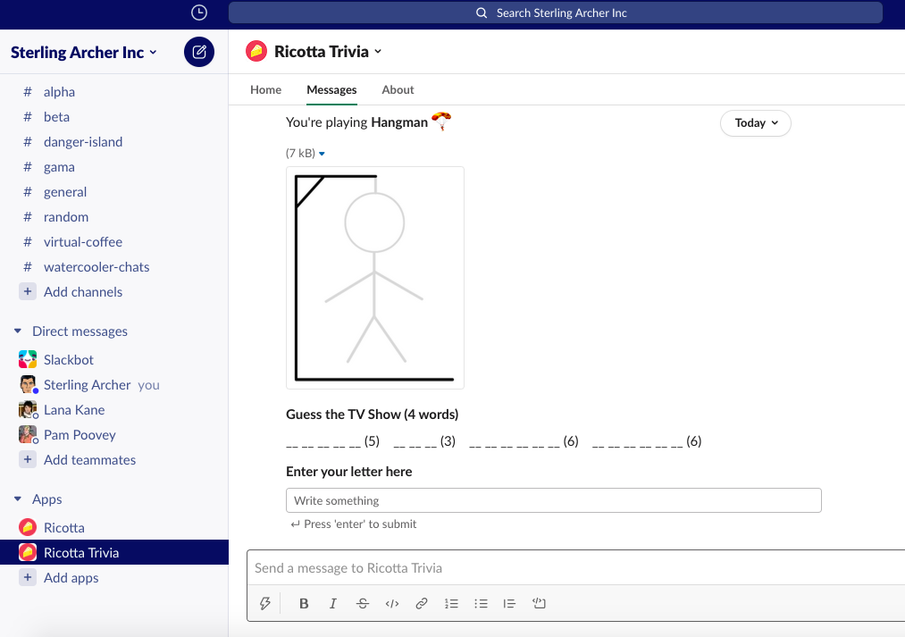Play the Classic Hangman Game on Slack with your team